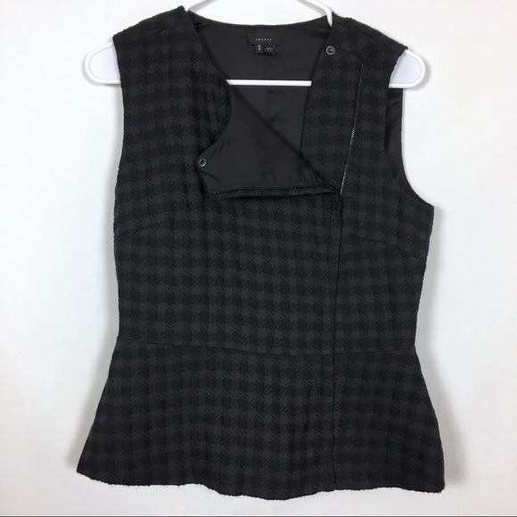 Theory Tops - Theory Black Zip Sleeveless Peplum Wool Blend Top